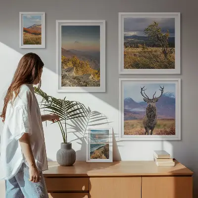 Set de tablouri decorative pentru perete cu peisaje montane și animale sălbatice