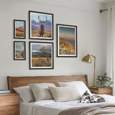 Set de tablouri decorative pentru perete cu peisaje montane și animale sălbatice