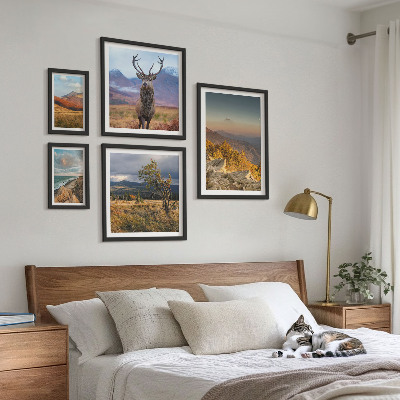 Decorațiune de perete set tablouri Peisaje montane cu animale sălbatice