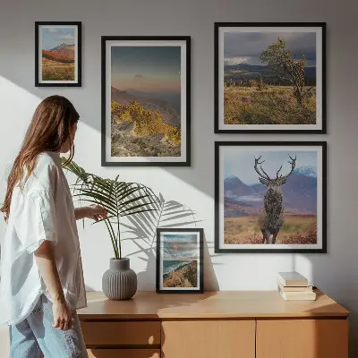 Set de tablouri decorative pentru perete cu peisaje montane și animale sălbatice