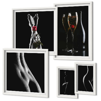Decorațiune de perete set tablouri Accente moderne elegante, negru și roșu