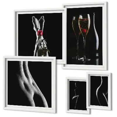 Set de tablouri decorative pentru perete cu accente moderne elegante în nuanțe de negru și roșu