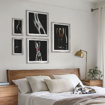 Decorațiune de perete set tablouri Accente moderne elegante, negru și roșu