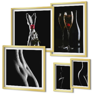 Decorațiune de perete set tablouri Accente moderne elegante, negru și roșu