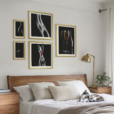 Decorațiune de perete set tablouri Accente moderne elegante, negru și roșu