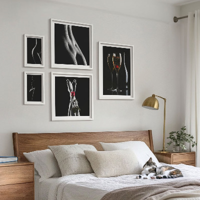 Decorațiune de perete set tablouri Accente moderne elegante, negru și roșu