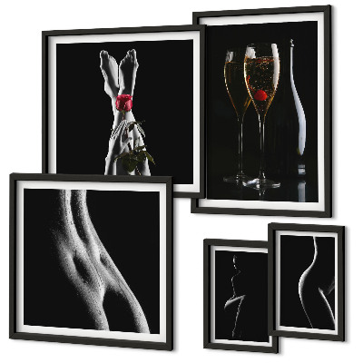 Decorațiune de perete set tablouri Accente moderne elegante, negru și roșu