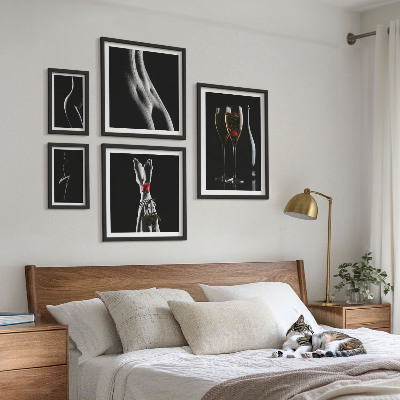 Decorațiune de perete set tablouri Accente moderne elegante, negru și roșu