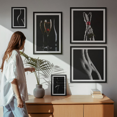 Decorațiune de perete set tablouri Accente moderne elegante, negru și roșu