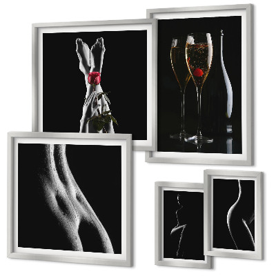 Decorațiune de perete set tablouri Accente moderne elegante, negru și roșu