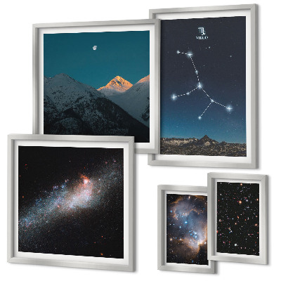 Decorațiune de perete set tablouri Peisaje cosmice noaptea, stele