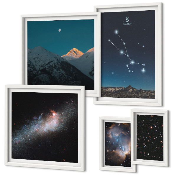 Decorațiune de perete set tablouri Peisaje stelare cosmice noaptea