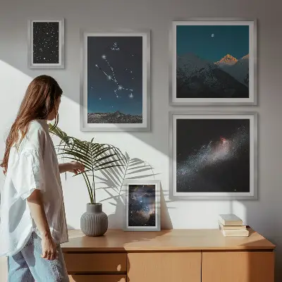 Set de tablouri decorative pentru perete cu peisaje stelare și cosmice nocturne