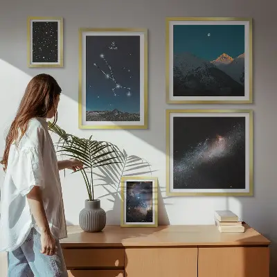Set de tablouri decorative pentru perete cu peisaje stelare și cosmice nocturne