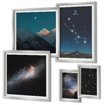 Set de tablouri decorative pentru perete cu peisaje stelare și cosmice nocturne
