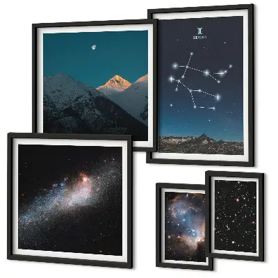 Peisaje cosmice ale galaxiei tablou poliptic înrămat