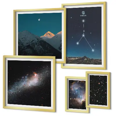 Set de tablouri decorative pentru perete cu motive cosmice ale cerului nocturn