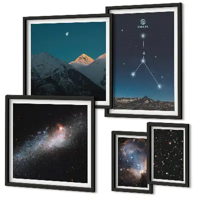 Set de tablouri decorative pentru perete cu motive cosmice ale cerului nocturn