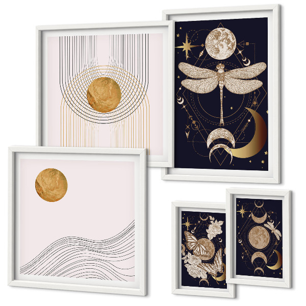 Decorațiune de perete set tablouri Motive elegante cu insecte spațiale