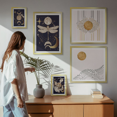 Decorațiune de perete set tablouri Motive elegante cu insecte spațiale