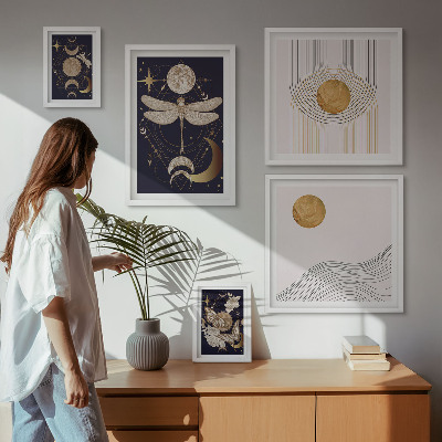 Decorațiune de perete set tablouri Motive elegante cu insecte spațiale