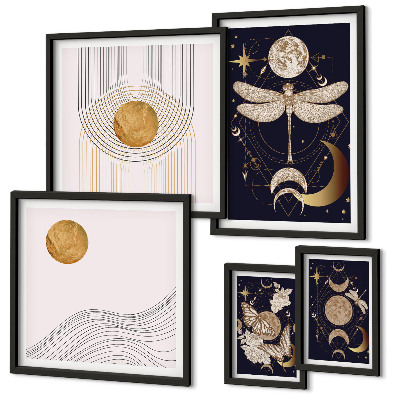 Decorațiune de perete set tablouri Motive elegante cu insecte spațiale