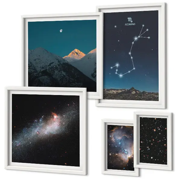 Set de tablouri decorative pentru perete peisaje cosmice nocturne