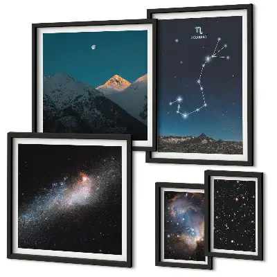 Set de tablouri decorative pentru perete peisaje cosmice nocturne