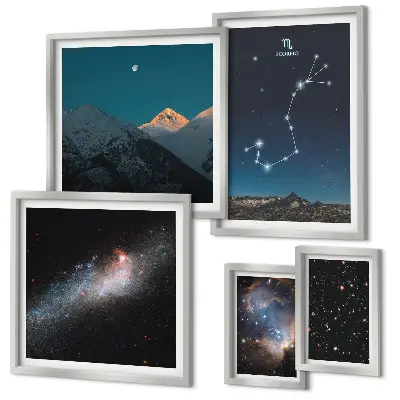 Set de tablouri decorative pentru perete peisaje cosmice nocturne
