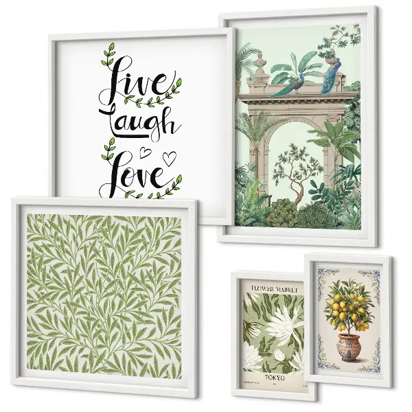 Set de tablouri decorative pentru perete cu motive vegetale și accente boho