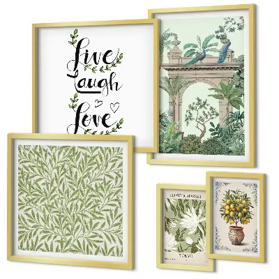 Set de tablouri decorative pentru perete cu motive vegetale și accente boho