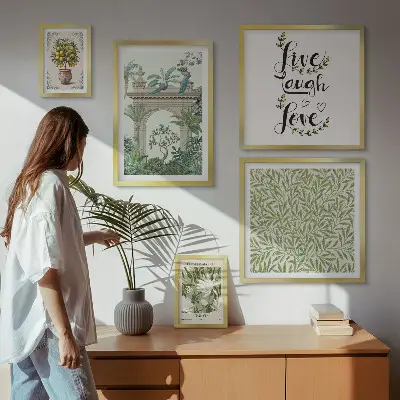 Set de tablouri decorative pentru perete cu motive vegetale și accente boho