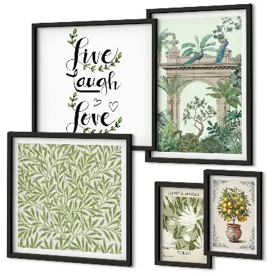 Set de tablouri decorative pentru perete cu motive vegetale și accente boho