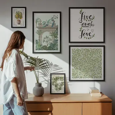 Set de tablouri decorative pentru perete cu motive vegetale și accente boho