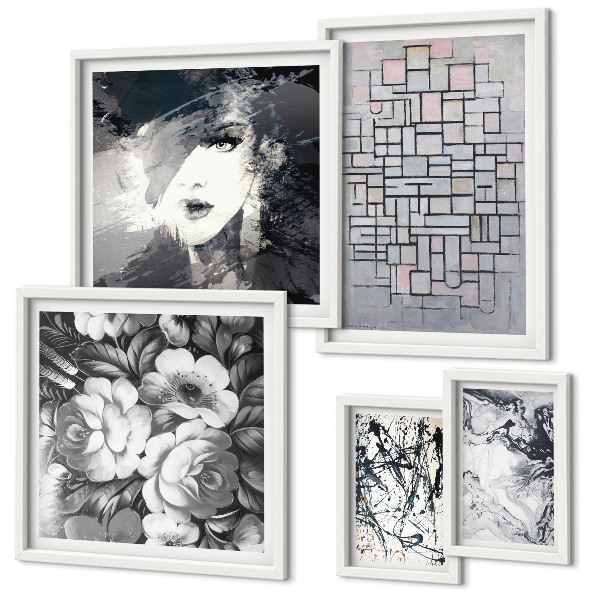 Decorațiune de perete set tablouri Portret modern de flori abstracte