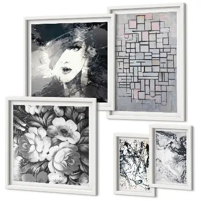 Set de tablouri decorative pentru perete portret modern cu flori abstracte