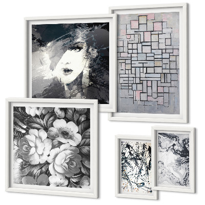 Decorațiune de perete set tablouri Portret modern de flori abstracte