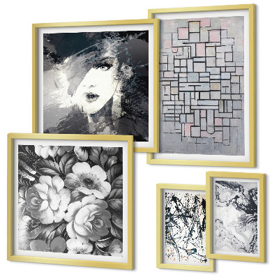 Decorațiune de perete set tablouri Portret modern de flori abstracte