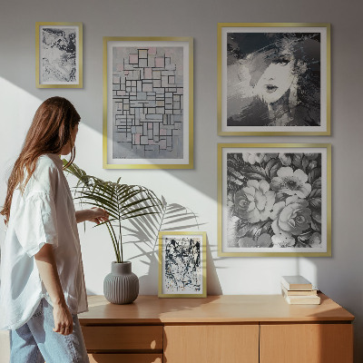 Decorațiune de perete set tablouri Portret modern de flori abstracte