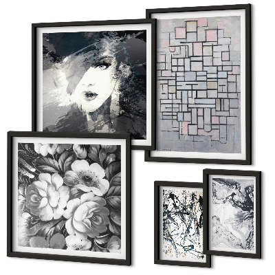 Decorațiune de perete set tablouri Portret modern de flori abstracte