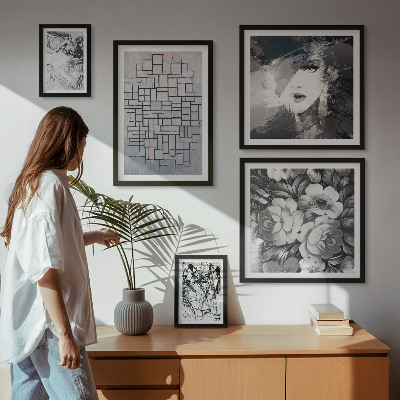 Decorațiune de perete set tablouri Portret modern de flori abstracte