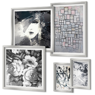 Decorațiune de perete set tablouri Portret modern de flori abstracte