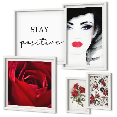 Portrete de femei cu flori vintage set de tablouri poliptice înrămate