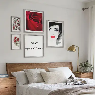Portrete de femei cu flori vintage set de tablouri poliptice înrămate