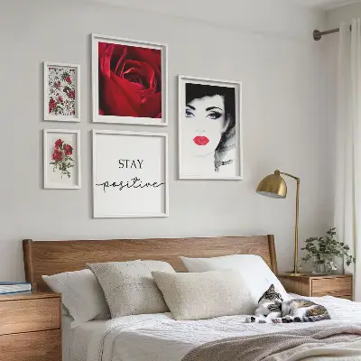 Portrete de femei cu flori vintage set de tablouri poliptice înrămate