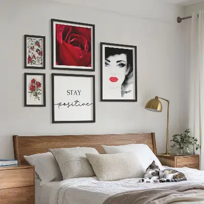 Portrete de femei cu flori vintage set de tablouri poliptice înrămate