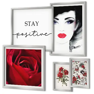 Portrete de femei cu flori vintage set de tablouri poliptice înrămate