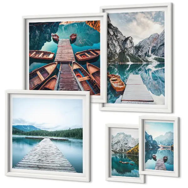 Set de tablouri decorative pentru perete peisaje montane cu căi acvatice