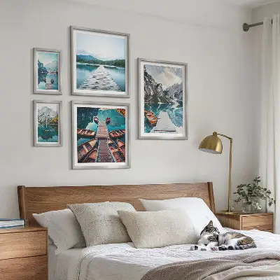 Set de tablouri decorative pentru perete peisaje montane cu căi acvatice