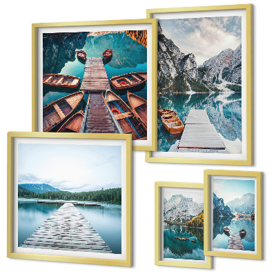 Decorațiune de perete set tablouri Peisaje montane, căi acvatice